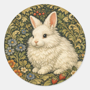 Art nouveau vintage witte konijn ronde sticker