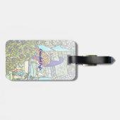 Art Nouveau VintageTiffany Glas in lood Peacock Bagagelabel (Achterkant horizontaal)