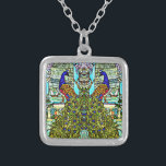 Art Nouveau VintageTiffany Glas in lood Peacock Zilver Vergulden Ketting<br><div class="desc">Kleurrijke  illustraties. Een liefdescadeau.</div>