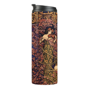 Art Nouveau Violist in Bloei – Vintage Bloemstuk Thermosbeker