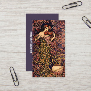 Art Nouveau Violist in Bloesems – Vintage Bloemmot Visitekaartje
