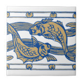 Art Nouveau Vis & Zeewier Fries Patroon Tegeltje (Voorkant)