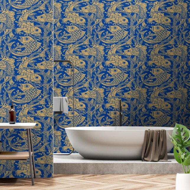  Art Nouveau Vis & Zeewier Patroon Behang (Creator heeft geüpload)