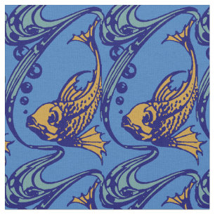art nouveau vispatroon stof