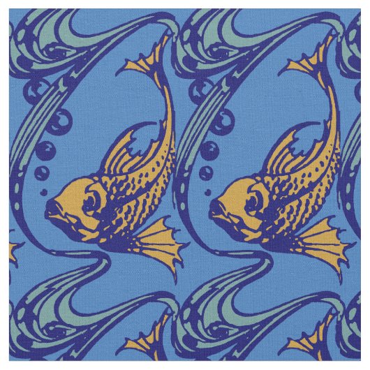  art nouveau vispatroon stof (Close Up)