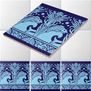 Art Nouveau Vissen & Bloemen Sjabloon Fries Patroo Tegeltje