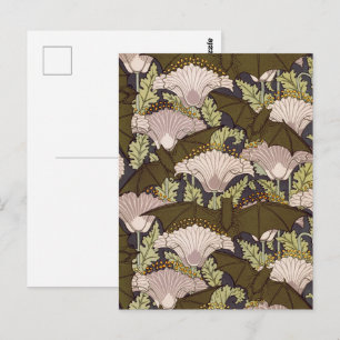 Art Nouveau Vleermuis en Klaproos Bloempatroon uit Briefkaart