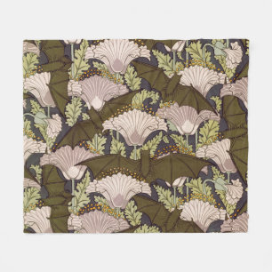 Art Nouveau Vleermuis en Klaproos Bloempatroon uit Fleece Deken