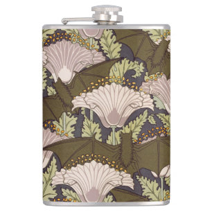 Art Nouveau Vleermuis en Klaproos Bloempatroon uit Heupfles