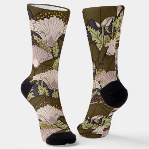 Art Nouveau Vleermuis en Klaproos Bloempatroon uit Sokken