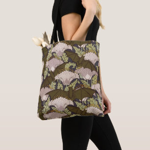 Art Nouveau Vleermuis en Klaproos Bloempatroon uit Tote Bag