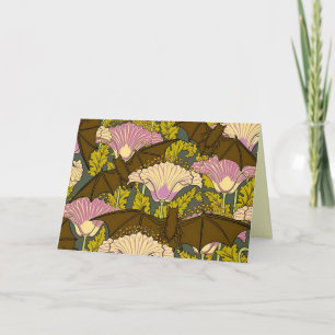 Art Nouveau Vleermuizen en Bloemen Kaart