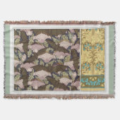 Art nouveau vleermuizen klaprozen bloementextiel k deken (Voorkant)