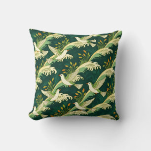 Art Nouveau vliegend vogelpatroon Elegante natuur  Kussen
