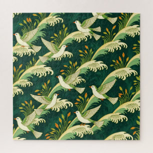 Art Nouveau vliegend vogelpatroon Elegante natuur Legpuzzel