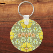 Art Nouveau Vlinder Bloem Botanisch Sleutelhanger (Voorkant)