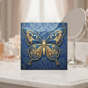 Art Nouveau Vlinder Pat#2 Blauw ID1222 Tegeltje