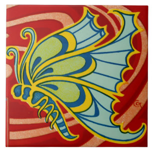  art nouveau vlinder van Gisbert Combaz Tegeltje