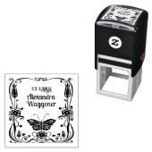 Art Nouveau Vlinderframe Ex Libris Bibliotheekboek Zelfinktende Stempel (In situ)