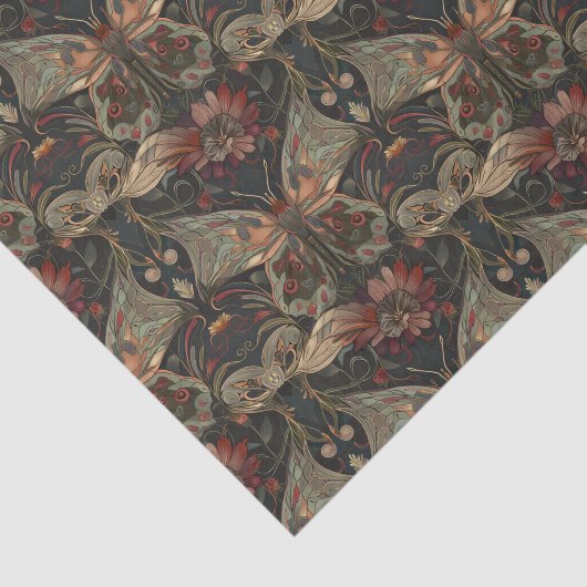 Art Nouveau vlindermot Tissuepapier (Detail)