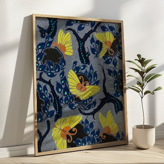 Art Nouveau Vlinderpatroon Textielkunst Poster