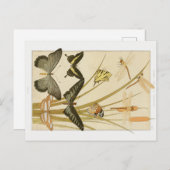  Art Nouveau Vlinders & Cattails Briefkaart (Voorkant / Achterkant)