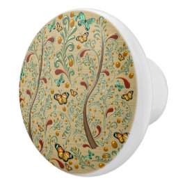 Art Nouveau Vlinders en Sinaasappelboom Keramische Knop