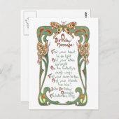Art Nouveau Vlinderverjaardag Briefkaart (Voorkant / Achterkant)
