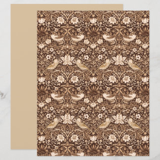 Art Nouveau Vogel en Bloem Tapestry, Sepia Brown