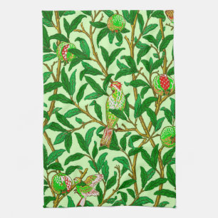 Art Nouveau Vogel en Granaatappel, Limoengroen Theedoek
