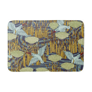 Art Nouveau Vogel & Moeras Natuur Patroon Antiek S Badmat