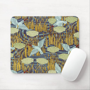Art Nouveau Vogel & Moeras Natuur Patroon Antiek S Muismat
