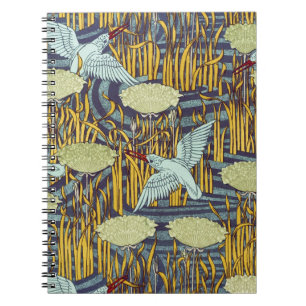 Art Nouveau Vogel & Moeras Natuur Patroon Antiek S Notitieboek