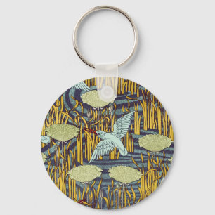 Art Nouveau Vogel & Moeras Natuur Patroon Antiek S Sleutelhanger