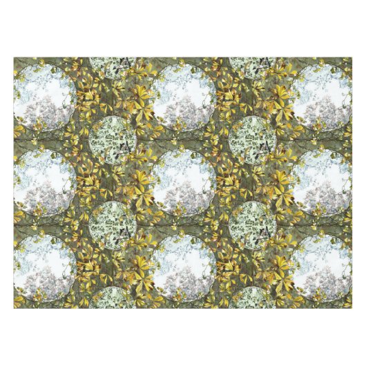 Art Nouveau Vogels en Bloemen Patroon Tafelkleed (Voorkant (Horizontaal))