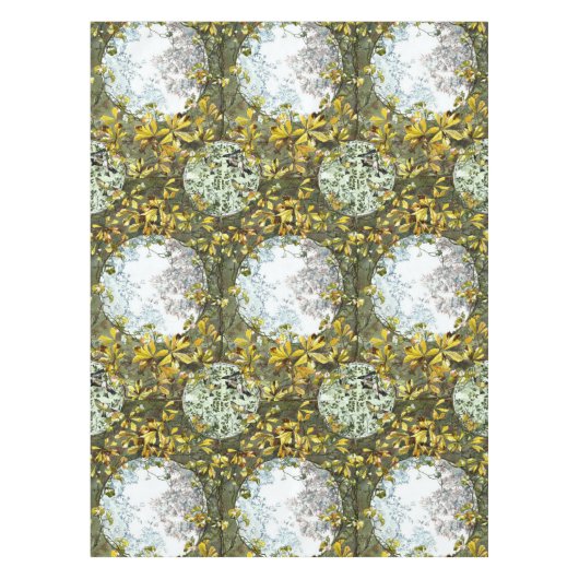 Art Nouveau Vogels en Bloemen Patroon Tafelkleed (Voorkant)