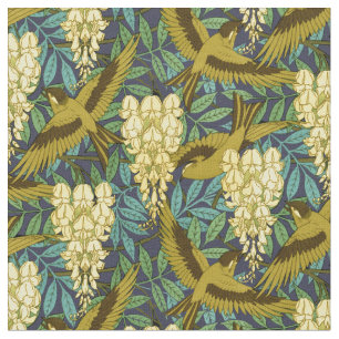 Art Nouveau Vogels en Wisteria Patroon Stof