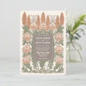 Art Nouveau voor boom veerkracht bruiloft Kaart (Staand voorkant)