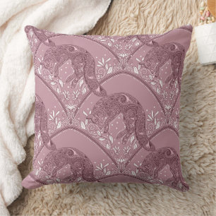 Art Nouveau Vos Damast Woud Patroon in Roze Kussen