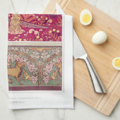 Art nouveau vos fazant Vossenhandschoen verneuil r Theedoek (Quarter Fold)