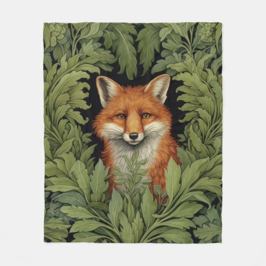 Art nouveau vos in het bos fleece deken (Voorkant)