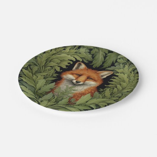 Art nouveau vos in het bos papieren bordje (Gekanteld)