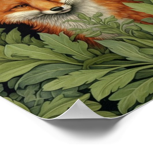 Art nouveau vos in het bos poster (Hoek)