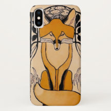 Art Nouveau Vossen Illustratie | Bos Dieren