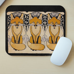 Art Nouveau Vossen Illustratie   Bos Dieren Muismat
