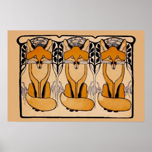 Art nouveau vossen poster (Voorkant)