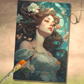 Art Nouveau Vrouw 1 Decoupage Papier