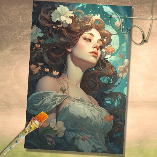 Art Nouveau Vrouw 1 Decoupage Papier