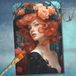 Art Nouveau Vrouw 2 Decoupage Papier