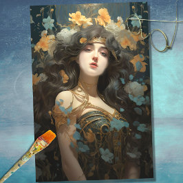 Art Nouveau Vrouw 3 Decoupage Papier